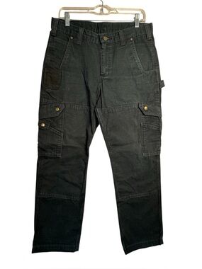 Carhartt Mens Rugged Flex Relaxed Fit Ripstop Cargo Work Pants Black Sz 32x29